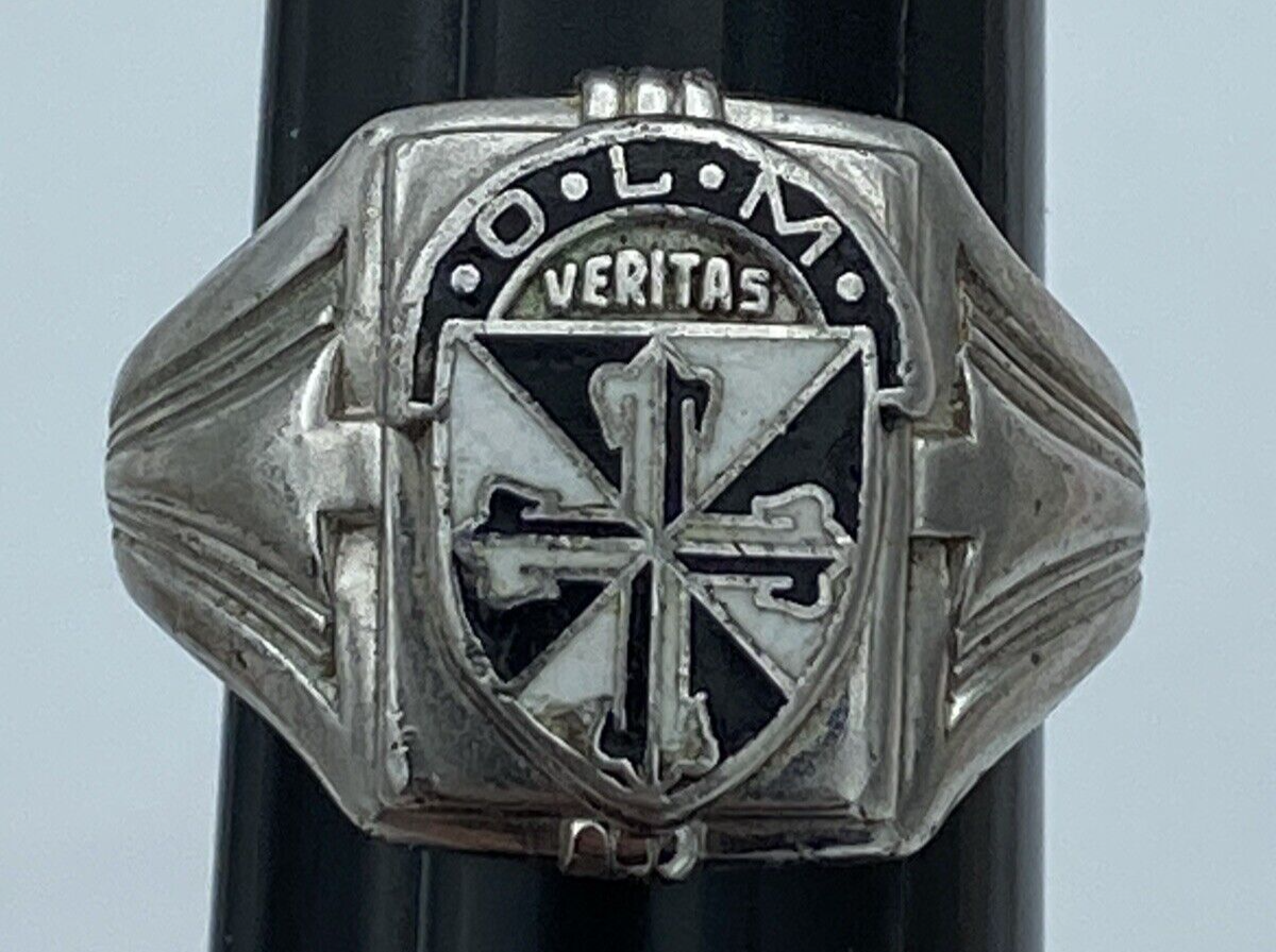 OLM (Our Lady of Mercy) 925 Sterling Silver Vintage Veritas School Ring Size 8