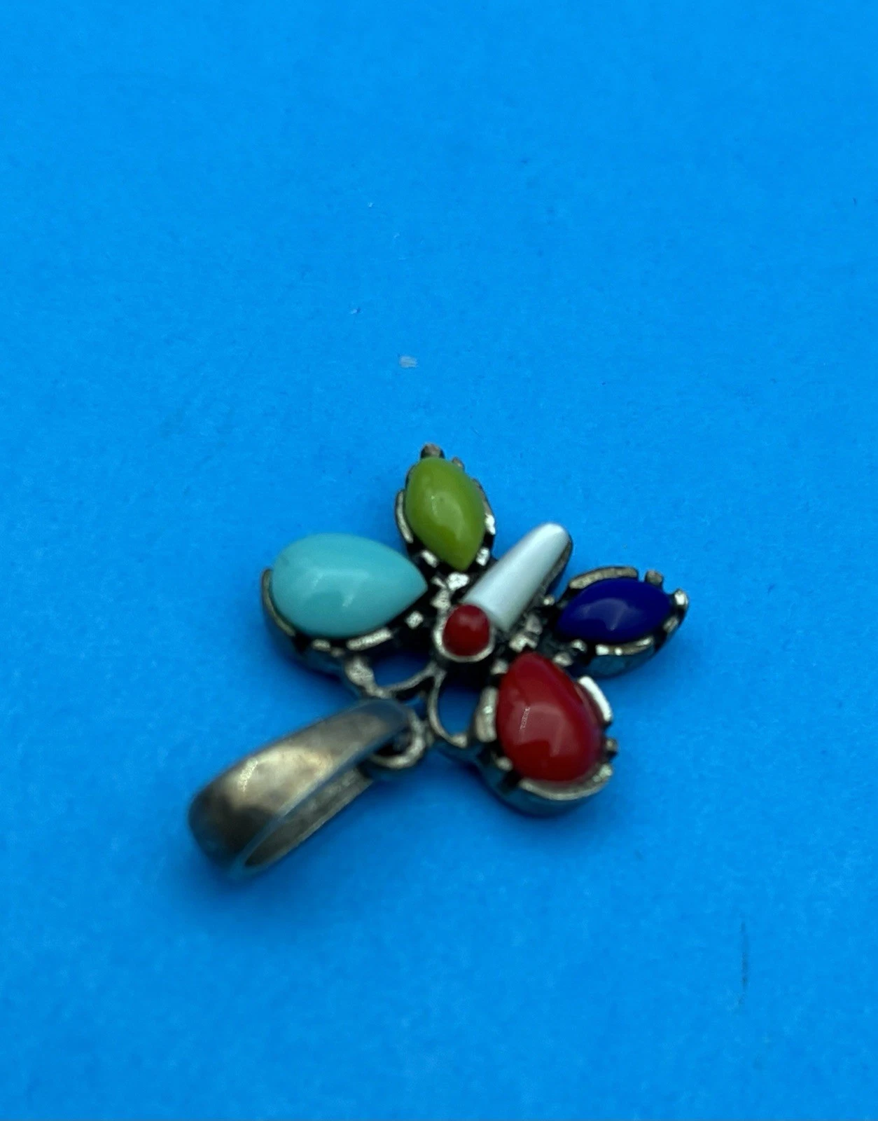Vtg Silpada Sterling Silver 925 Butterfly Pendant, Turquoise, Coral, Lapis, MOP - Image 6