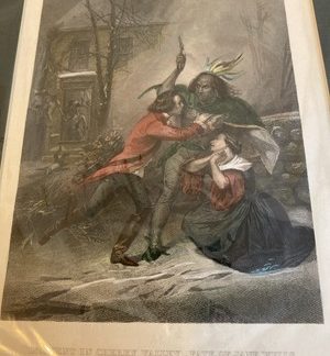 Rare 1856 Colored Engraving - Cherry Valley Massacre, Alonzo Chappel, Historic