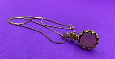 Vtg Cognac Brown Glass Intaglio Cameo Pendant with Goldtone Necklace, Gorgeous - Image 11