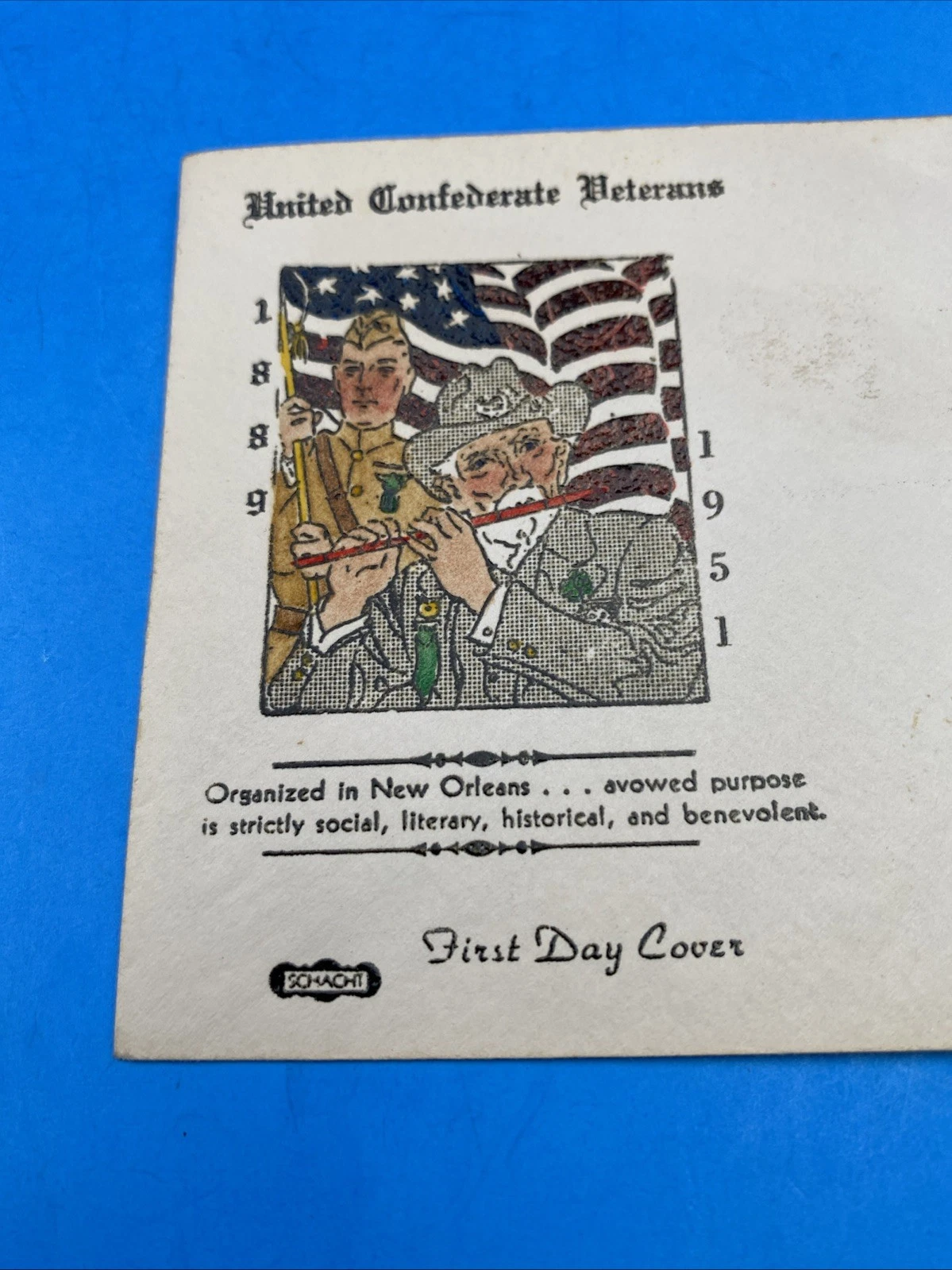1951 UCV Final Reunion FDC Schacht Cachet – Rare Color Variant, Norfolk VA - Image 2