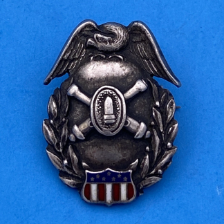 Rare Sterling U.S. Artillery Badge w/ Eagle & Shield by S. Fischer NY