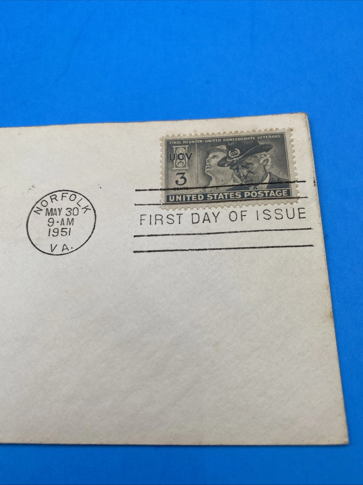 1951 UCV Final Reunion FDC Schacht Cachet – Rare Color Variant, Norfolk VA - Image 3