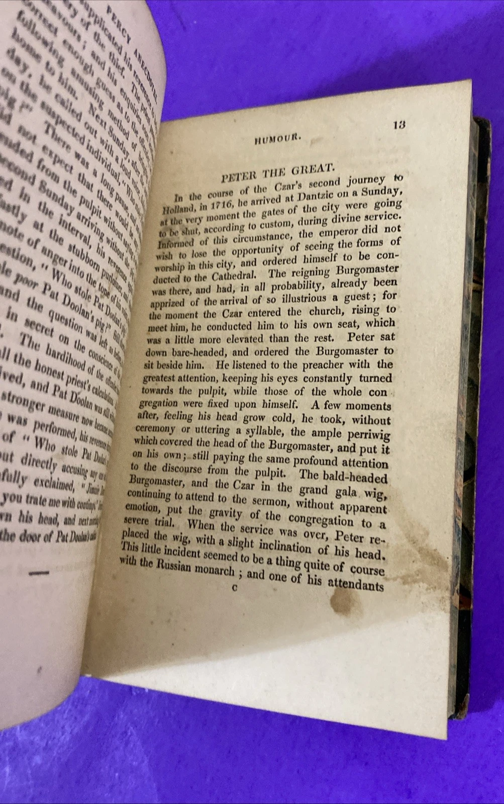 1826 Percy Anecdotes Vol X Humour Eccentricity George Colman Leather Book - Image 7