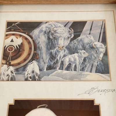 Jody Bergsma Signed Art Shadow Box White Buffalo Matted Print - Image 3