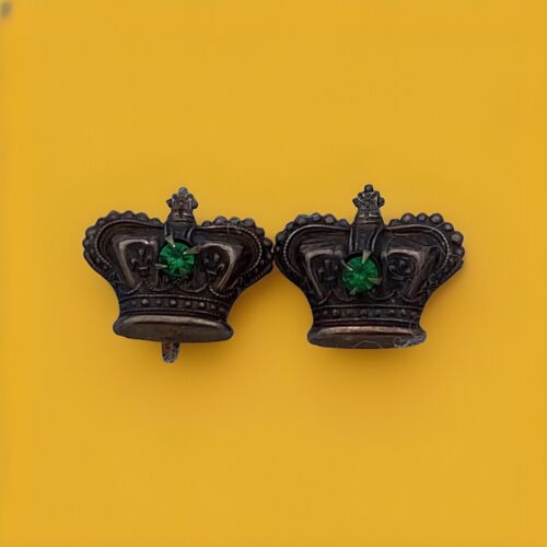 Vintage Sterling Silver Royal Crown Screw-Back Earrings, Fleur de Lis Design