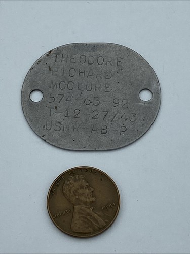 WWII 1943 Navy Naval Dog Tag T-12-27/43 USNR-AB-P - Image 2
