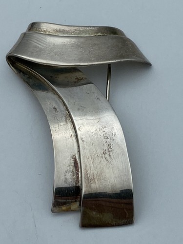 Vintage Large Taxco Mexico Modernist Pin Brooch TS-76 Sterling Silver