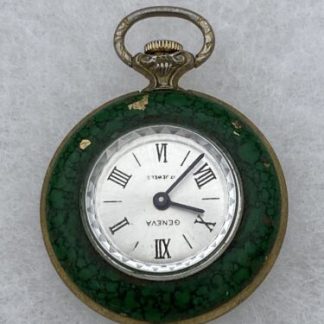 Vintage Geneva Green Enamel Round Ladies Pocket Watch 17 Jewels