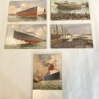 CUNARD LINE RMS AQUITANIA RARE SET OF FIVE LAUNCH POSTCARDS C-1914