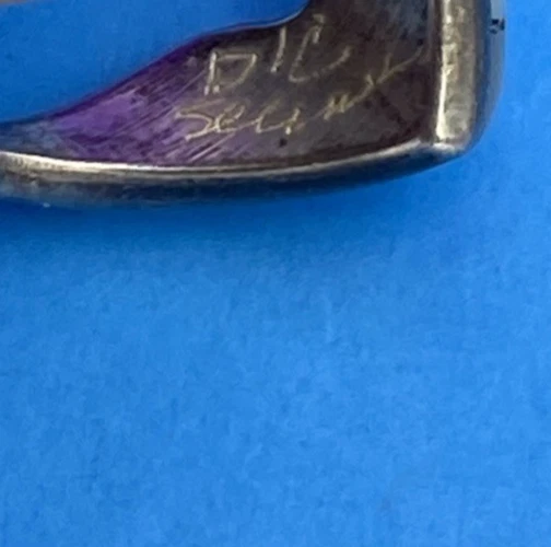 Zuni V Shaped Sterling Silver Mother of Pearl Inlay Ring Size 6.25 - Image 6