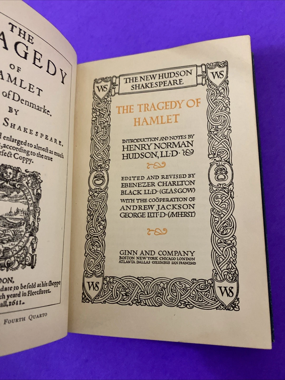 1909 New Hudson Shakespeare Hamlet Ginn & Co Quarto Facsimiles Annotated Vintage - Image 5