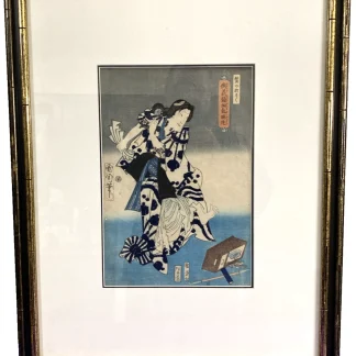 Utagawa Kuniyoshi 1844 Edo Woodblock Print Takeout Sushi Ataka Framed