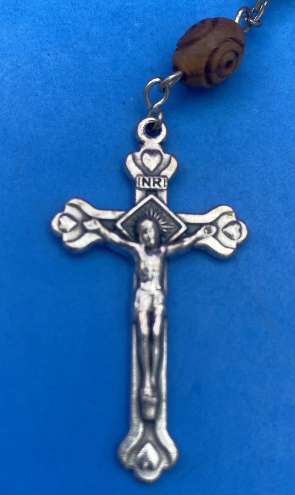Carved Olive Wood Rosary, Terra Jerusalem Reliquary, Virgin Mary, Christianity - Image 11