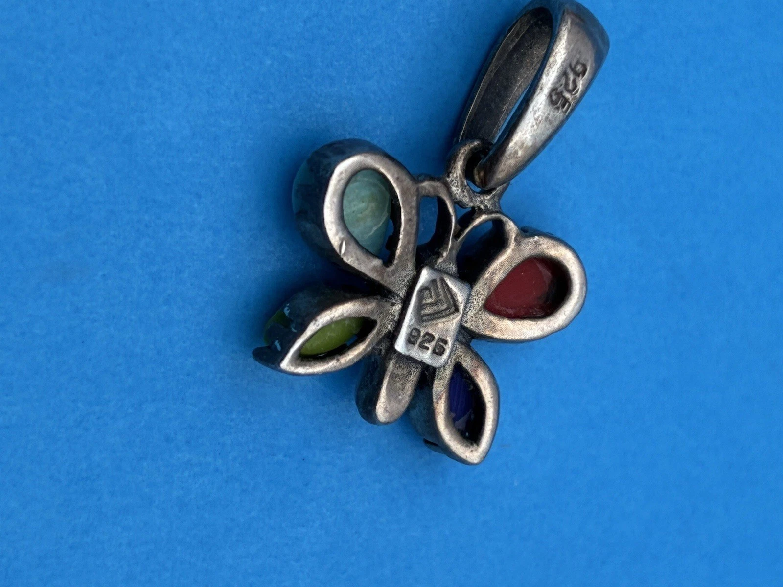 Vtg Silpada Sterling Silver 925 Butterfly Pendant, Turquoise, Coral, Lapis, MOP - Image 11
