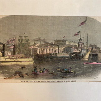 1857 Fulton Ferry, Brooklyn NY : East River View - Peirce Colored Engraving
