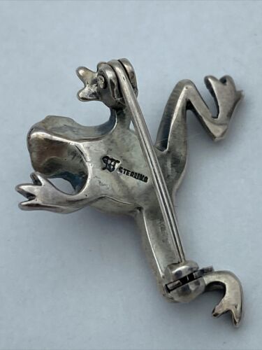 Vintage Sterling Silver Purple Amethyst and Marcasite Frog Pin Brooch - Image 6