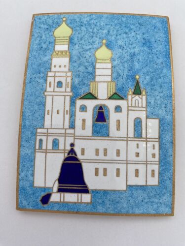 Vintage Russian Gzhel Enamel Souvenir Plaquette- Blue & White - Image 2