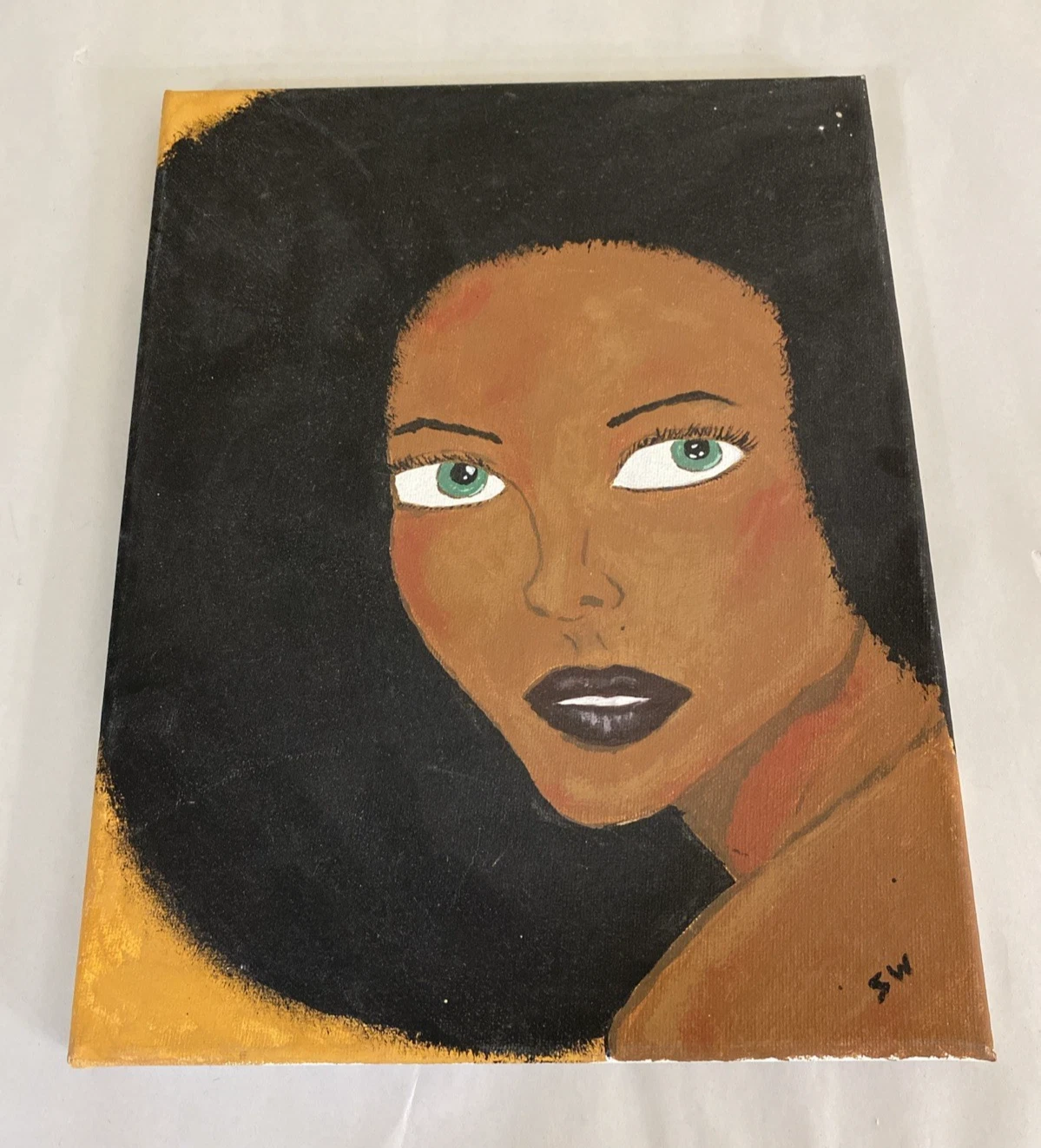 2015 Original Acrylic Portrait 'Sometimes…' Signed SW, Afrocentric Pop, 11x14 in