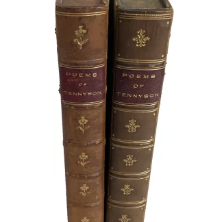1926 Oxford Poems of Tennyson Prize Bindings Appleby School Marbled Pair
