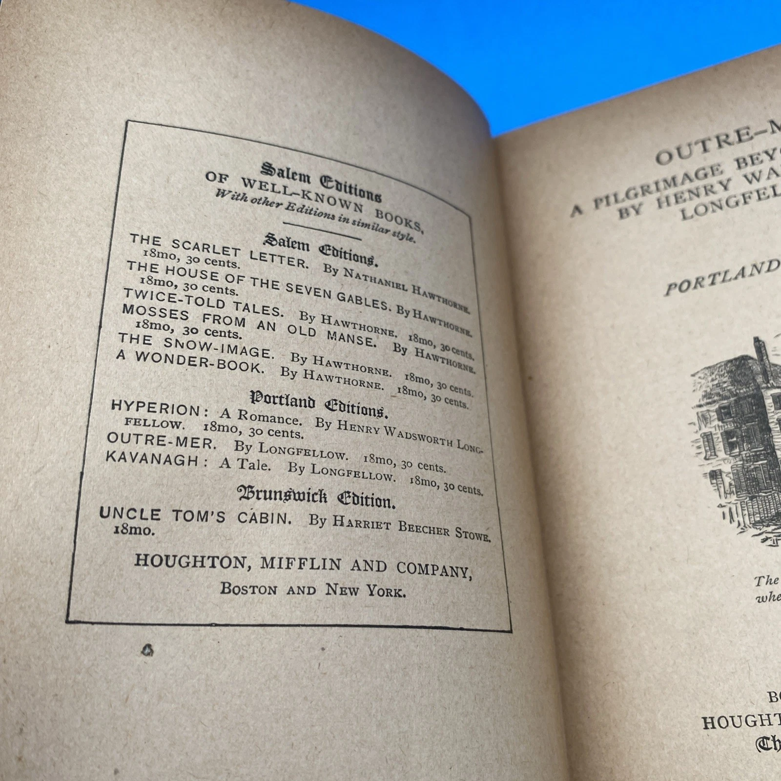 1893 Longfellow, Outre-Mer Portland Edition Antique Decorative Hardcover Classic - Image 5