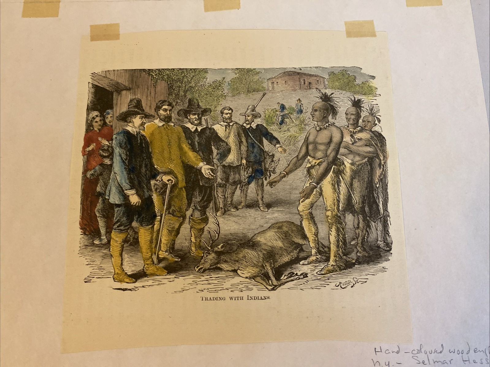 Trading with Indians - Hand Colored Engraving - Selmar Hess - 1882 - Image 4