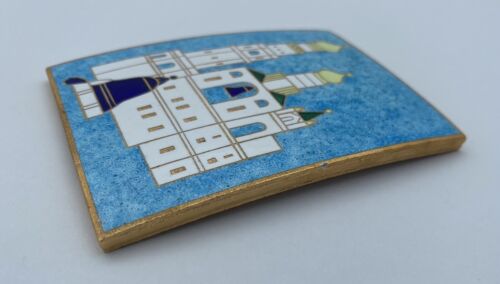 Vintage Russian Gzhel Enamel Souvenir Plaquette- Blue & White - Image 4