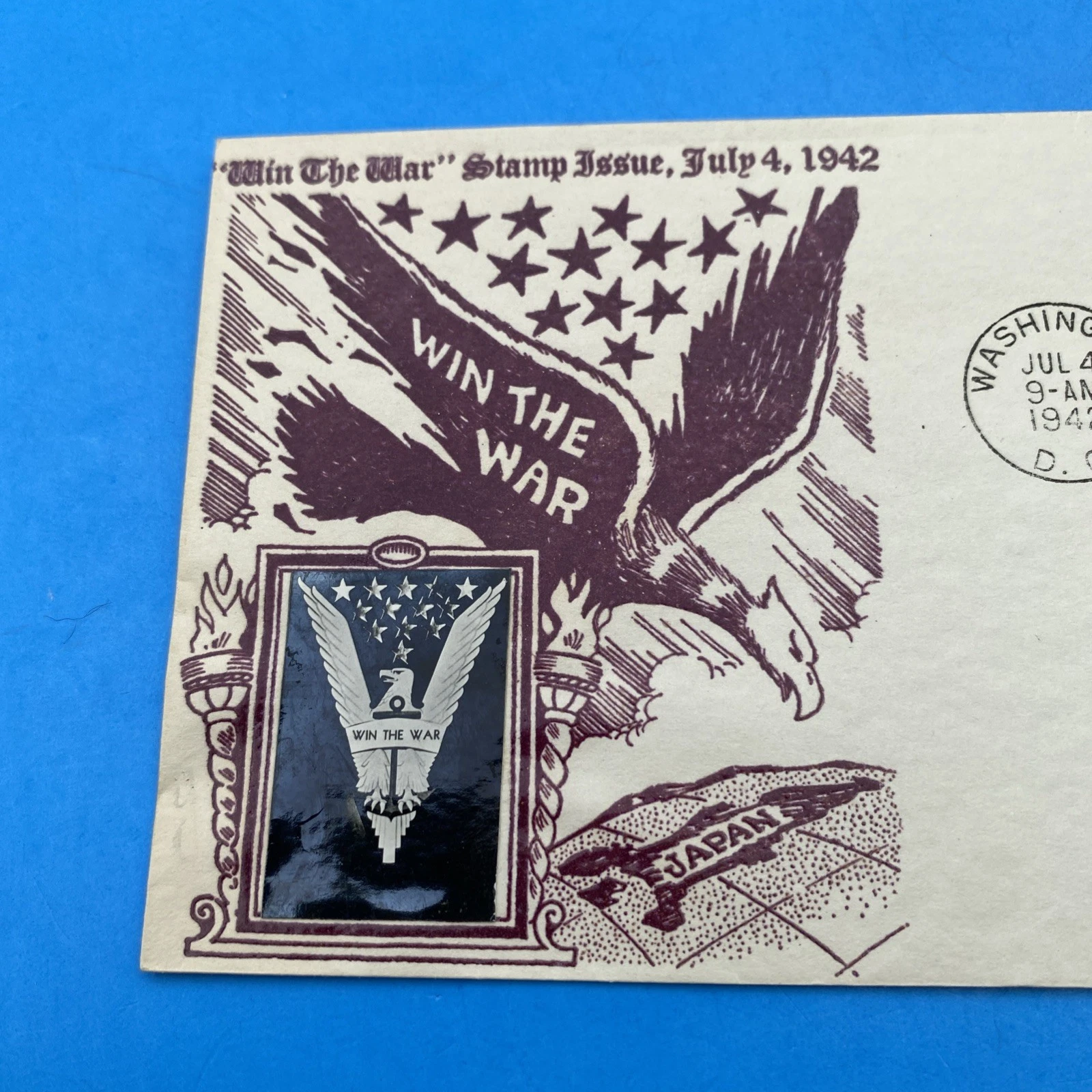 1942 Win the War FDC Washington DC July 4 Crosby Photo Cachet Scott 905 - Image 2