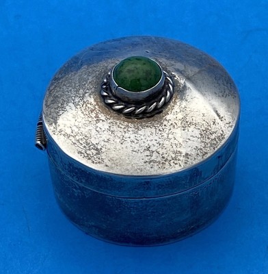 RARE Taxco TH-40 Vintage Mexico Sterling Silver 925 Turquoise Pill Box