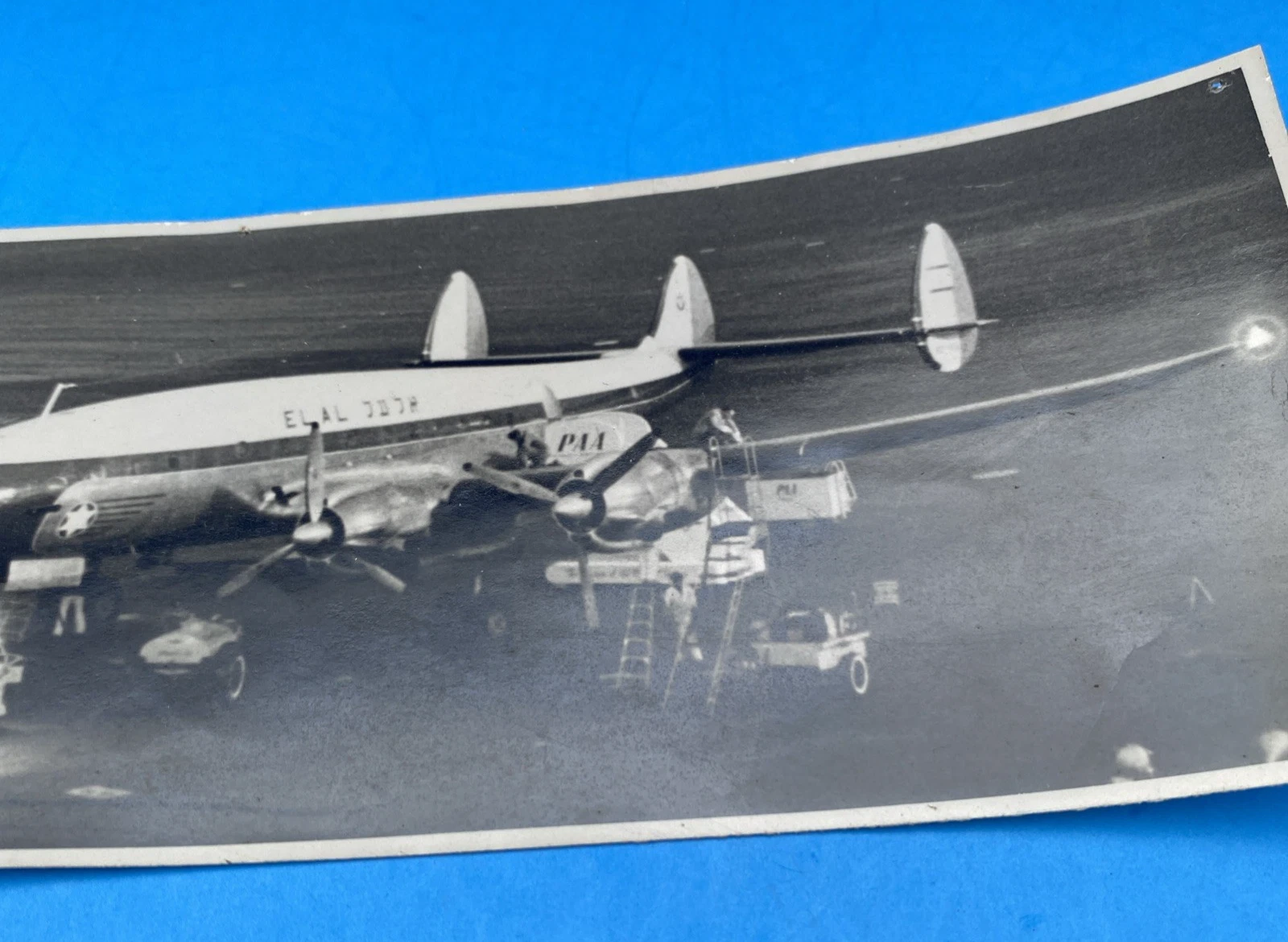 Vintage EL AL Lockheed Constellation Panoramic Photo Shell PAA Ramp - Image 3