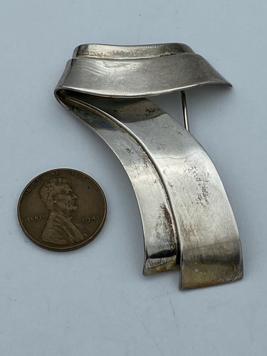 Vintage Large Taxco Mexico Modernist Pin Brooch TS-76 Sterling Silver - Image 3