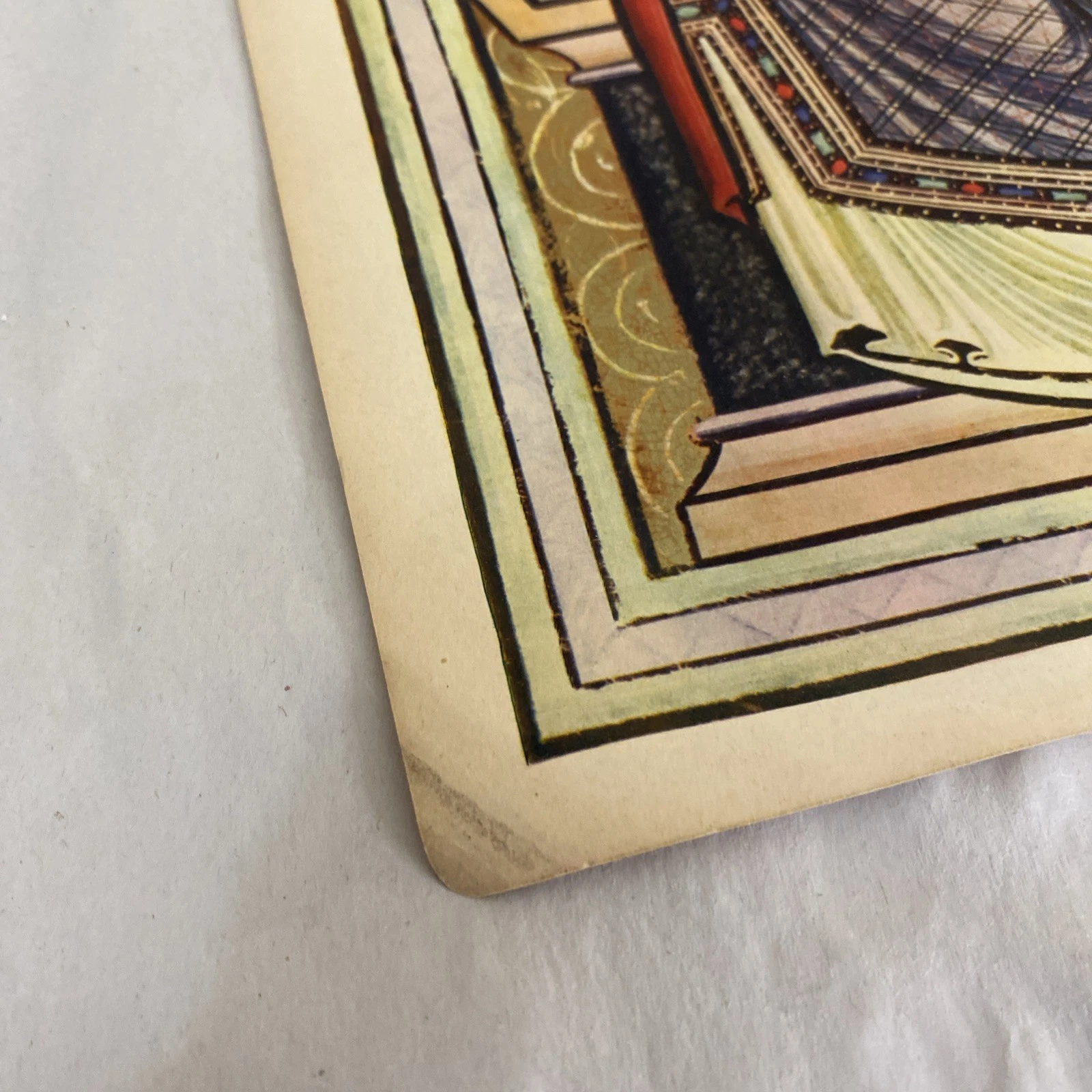 Medieval Illuminated Bishop With Book Verve 1939 Color Art Plate Blank Verso - Image 2