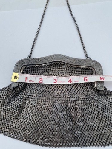 Antique Victorian Art Nouveau, German Silver, Mesh Chainmail Purse Needs Repair - Image 4