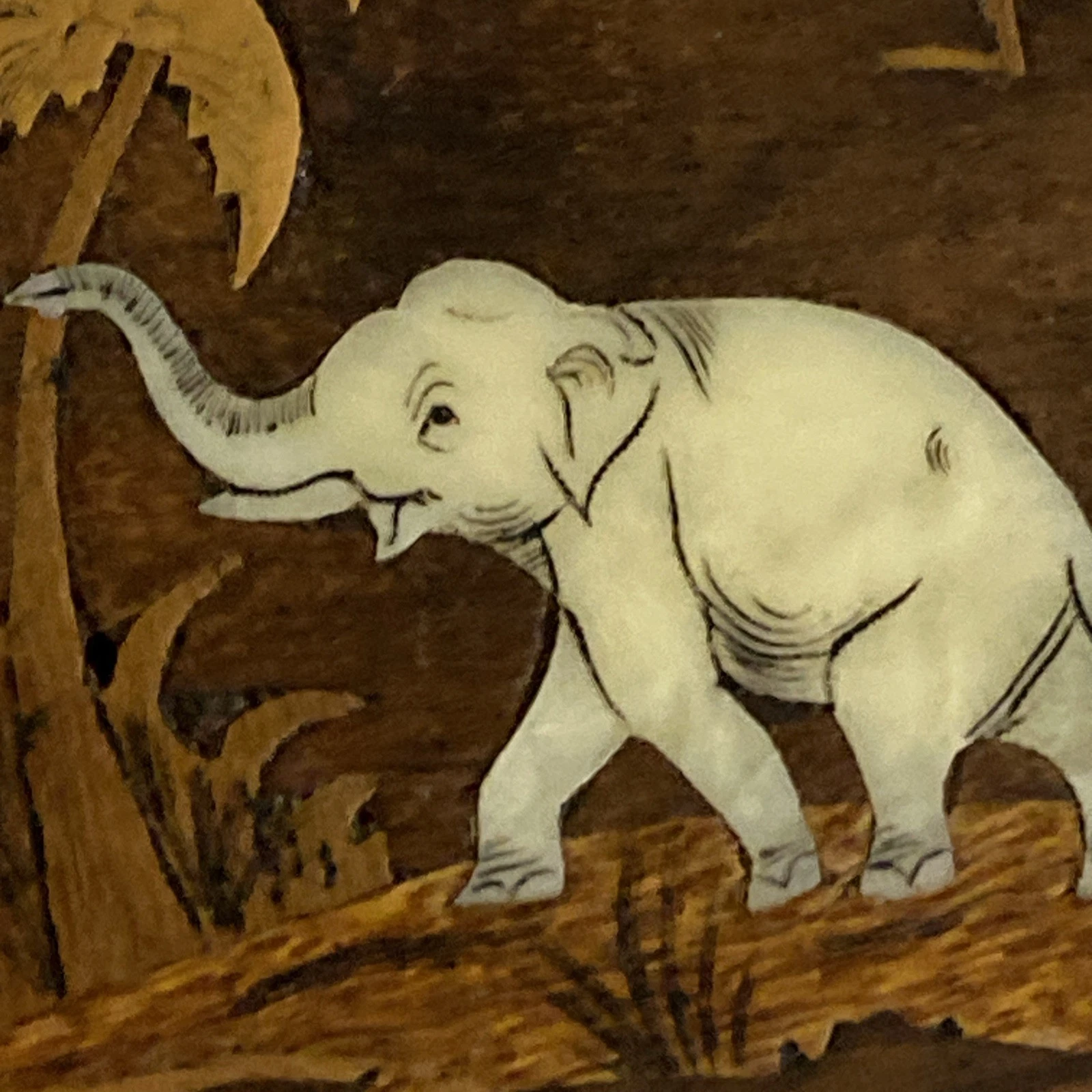 Vintage Indian Rosewood Bone Inlay Elephant Paperweight Desk Letter Weight Small - Image 2