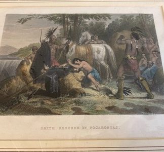 Rare Woodcut Engraving: 'Smith Rescued By Pocahontas' by T. Knight & E. Corbould