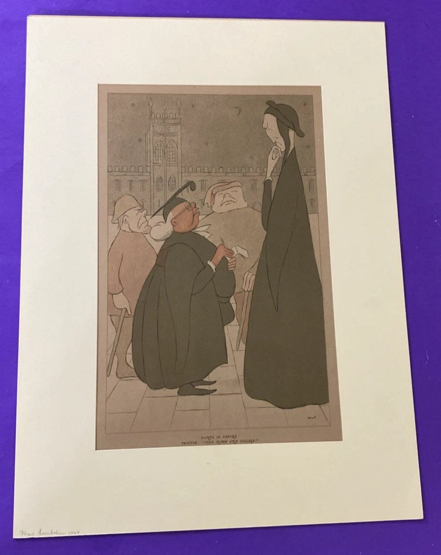 1904 Max Beerbohm Poets' Corner Lithographs Walt Whitman Dante Pair Literary Art - Image 10