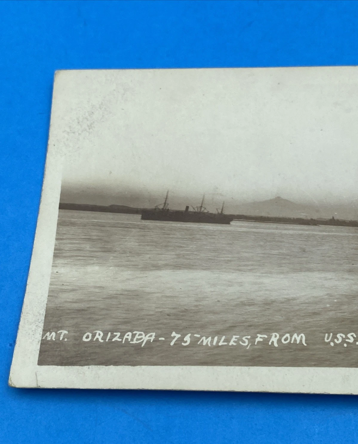 1914 USS Virginia Vera Cruz Mexico Mt Orizaba Wilson Photo RPPC AZO Rare US Navy - Image 2