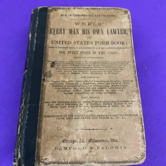 1860 Wells Every Man His Own Lawyer Form Book Patriotic Boards Ellenville NY USA