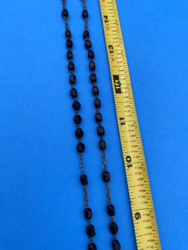 Vintage Black Faceted Glass Rosary w Case, Mary, Jesus, Italy, Christianity, 16” - Image 7
