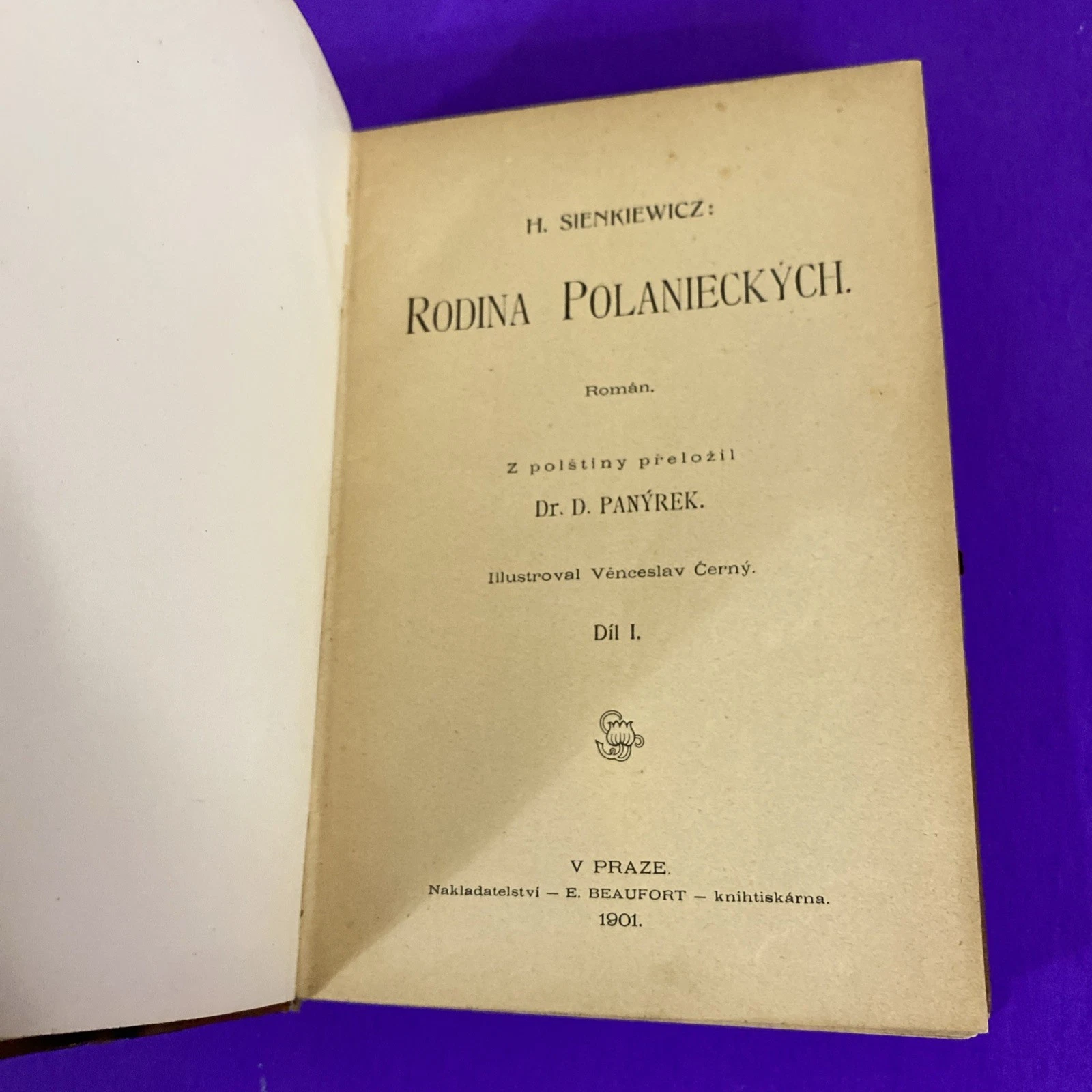 1901 Sienkiewicz Rodina Polanieckých Czech Antique Books Vol I & III - Image 5