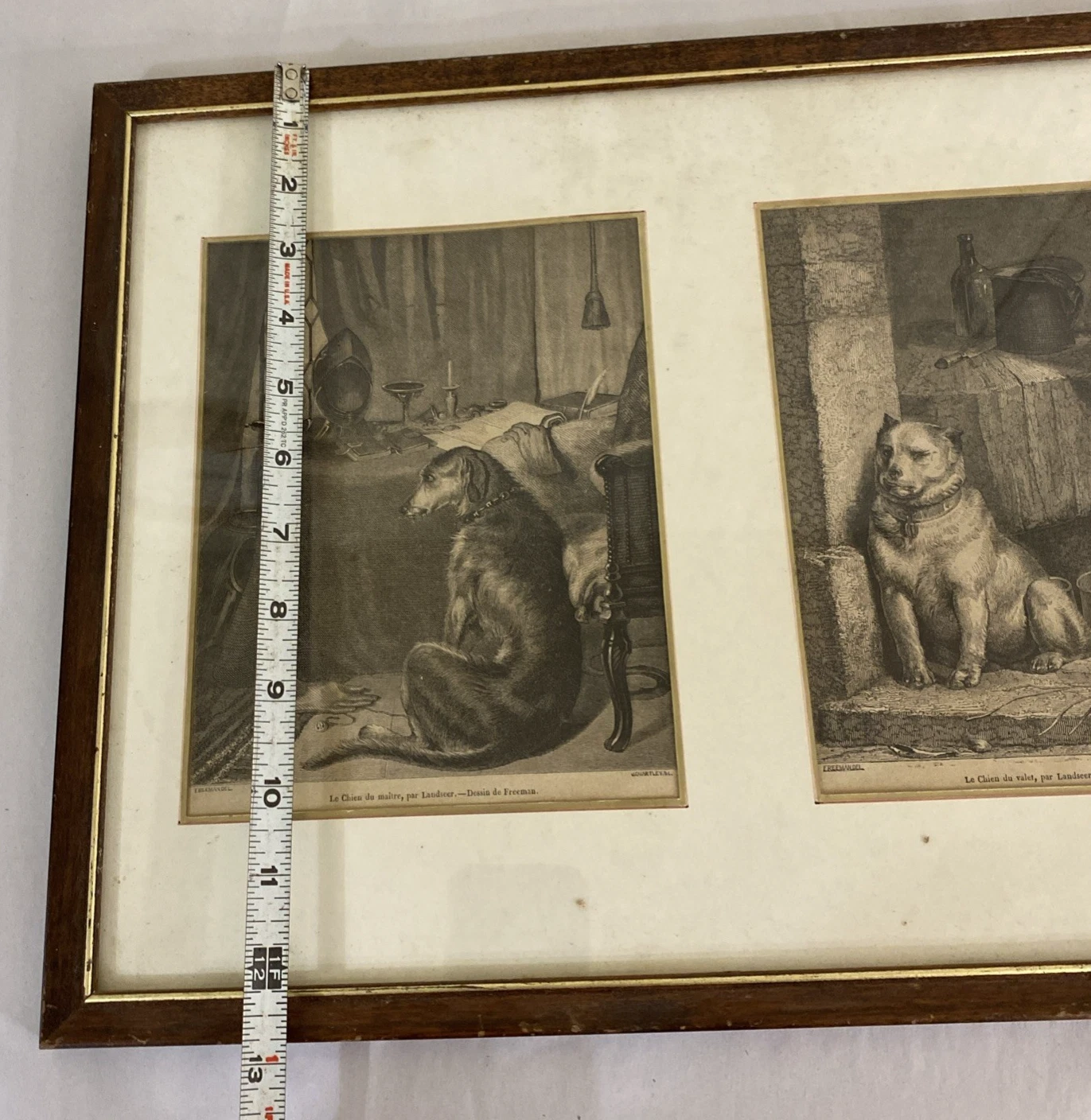 c.1852 Landseer Dogs Pair: Le Chien du Maître & du Valet, French wood engravings - Image 12