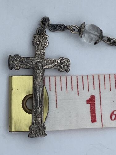 Vtg Rosary Clear Crystal Beads, Sterling Silver, Virgin Mary, Jesus Christianity - Image 6