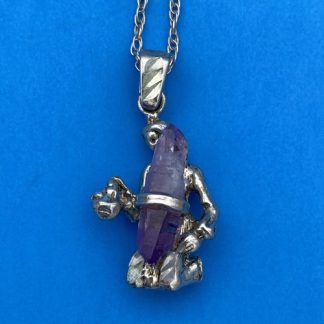 Vintage Wizard Holding Amethyst CRYSTAL Sterling Natural Holistic Healing Magic