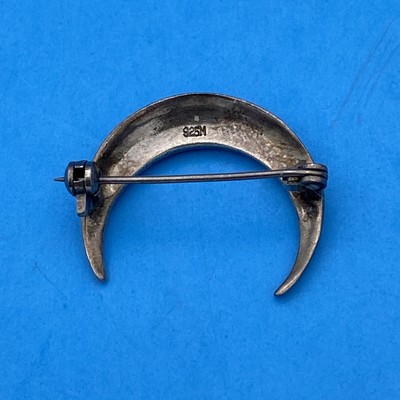 Vintage Sterling Silver And Marcasite Crescent Moon Pin - Image 4
