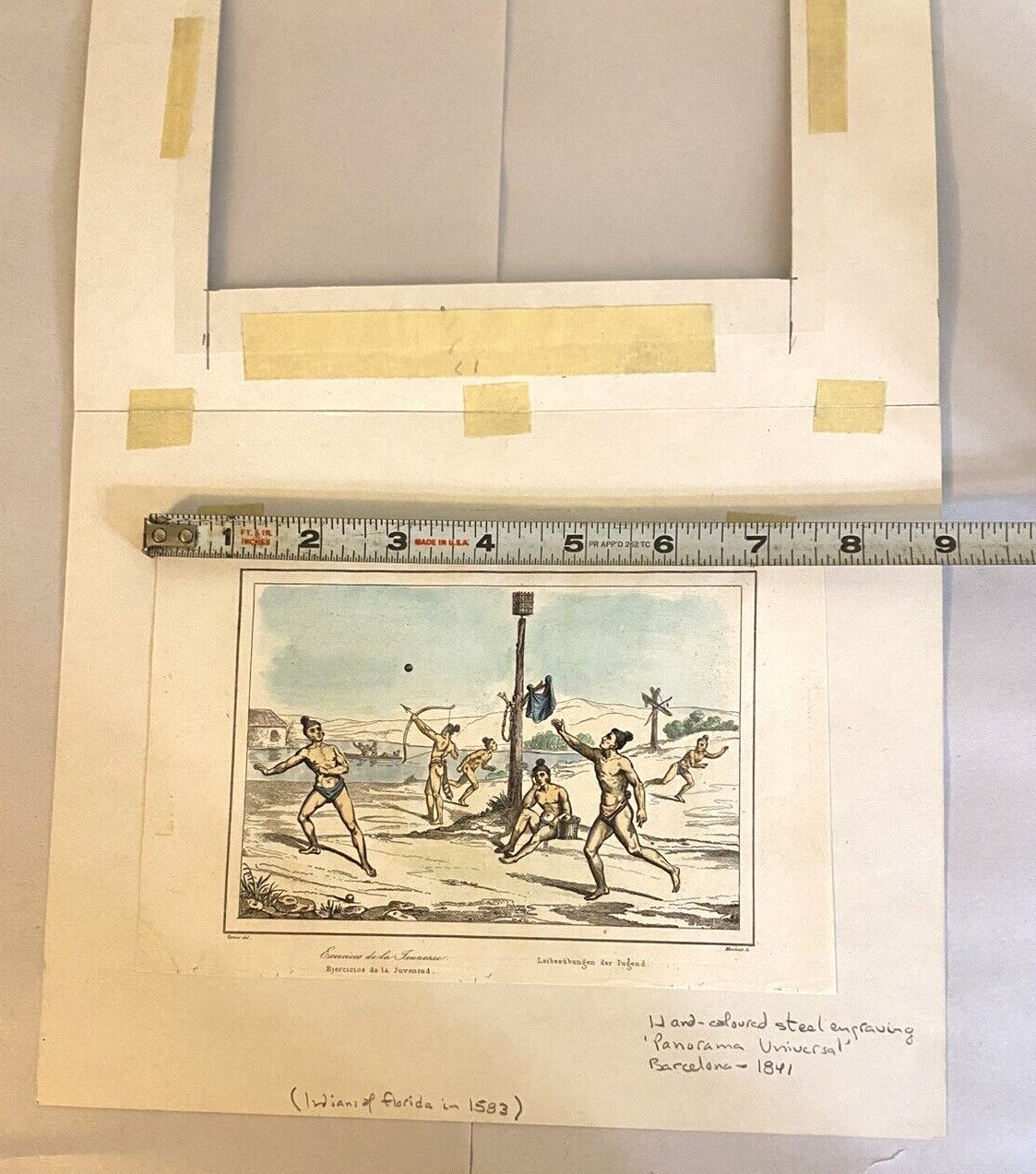 American Indians Training of the Warriors - Exercises - Colored Engraving 1841 - Image 11