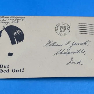 WWII Camp Maxey TX Soldier Free Mail Cover 1945 Cachet All But Rubbed Out PB-20!