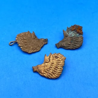 WWII Belgian Army Collar Badges Button Stud Ardennes Chasseurs BOARS HEAD WW2