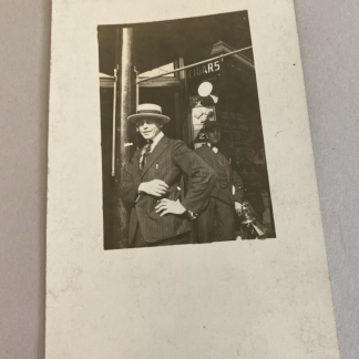 RPPC 1917 NYC Boater Hat Man – Sam Gershowitz, Cigar Store, Nucky Vibe
