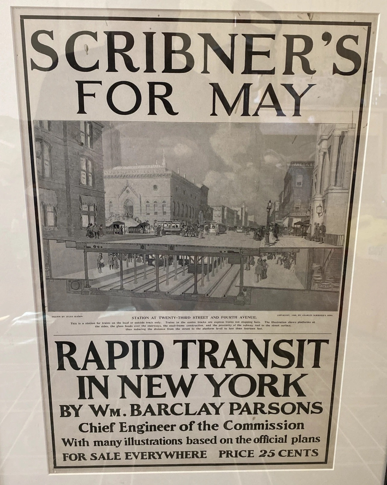 1900 Scribner’s Rapid Transit In New York Original Poster Jules Guérin Litho - Image 2