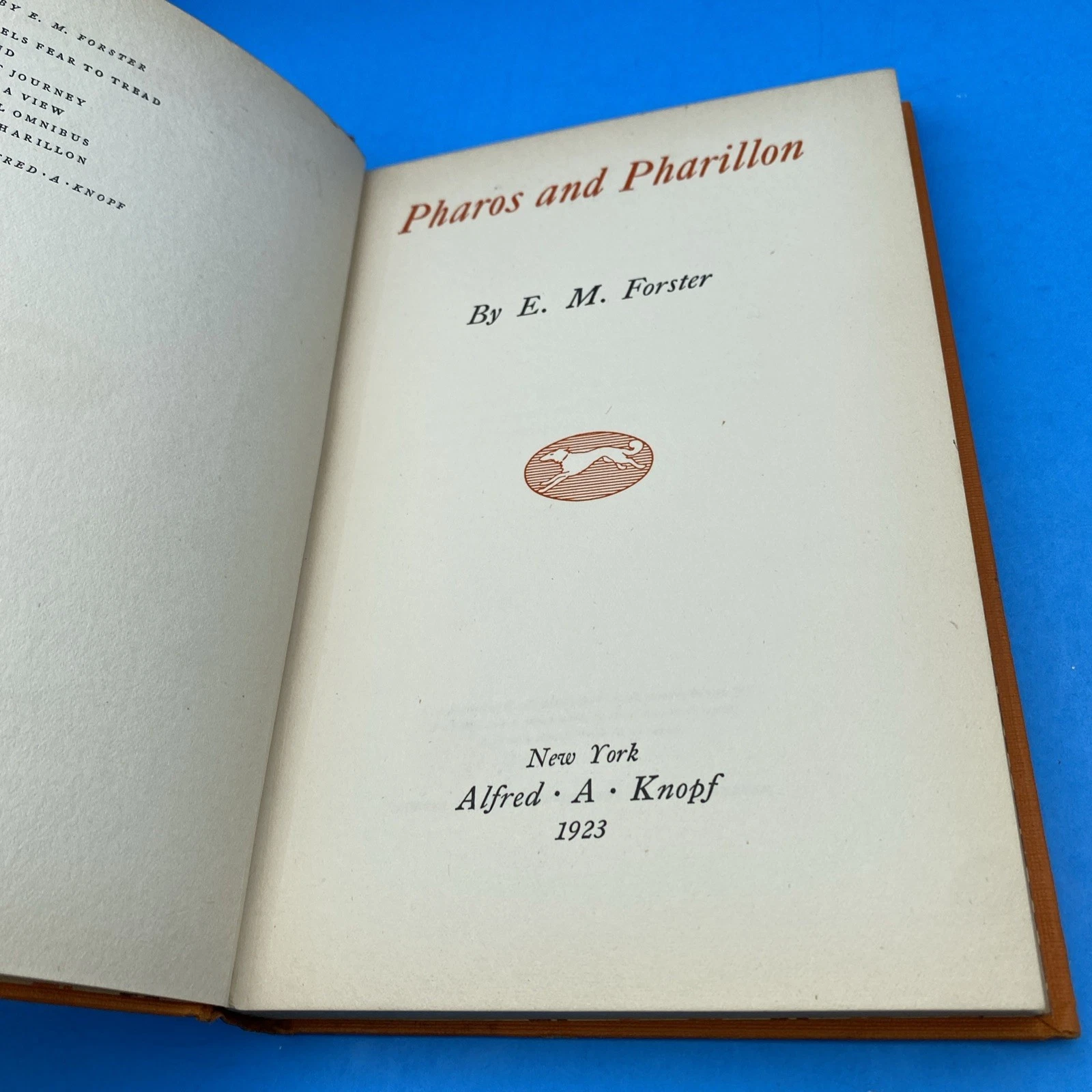 1923 E.M. Forster Pharos and Pharillon 1st American Edition Knopf HC - Image 7